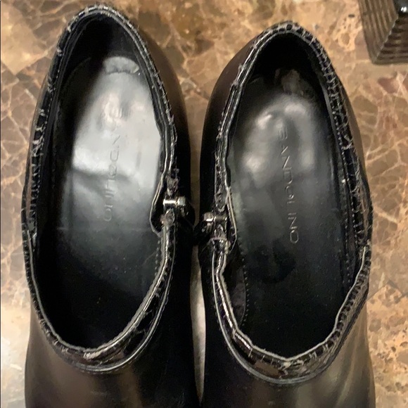 Black heeled bootie with faux snakeskin design - Picture 5 of 8